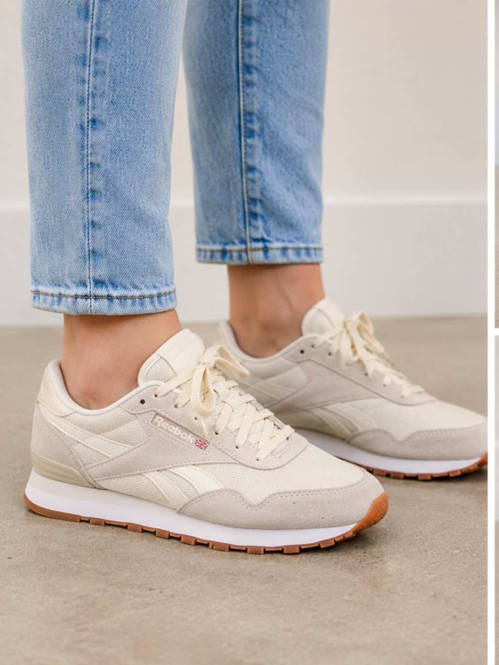 Reebok Classic Women’s Retro Sneakers Cream Beige Gum Sole Size 7.5
